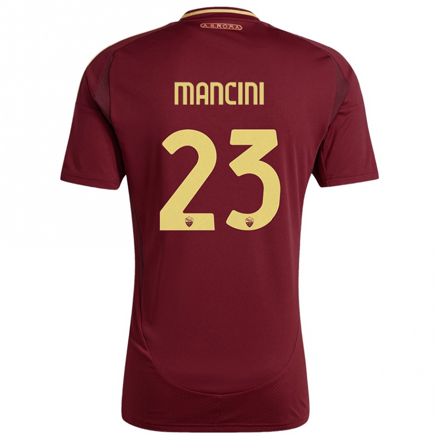 Niño Fútbol Camiseta Gianluca Mancini #23 Rojo Marrón Dorado 1ª Equipación 2024/25 Argentina