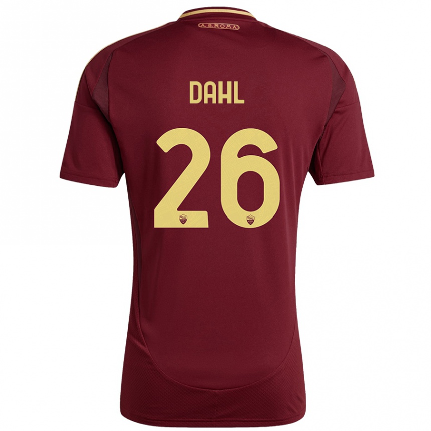 Niño Fútbol Camiseta Samuel Dahl #26 Rojo Marrón Dorado 1ª Equipación 2024/25 Argentina