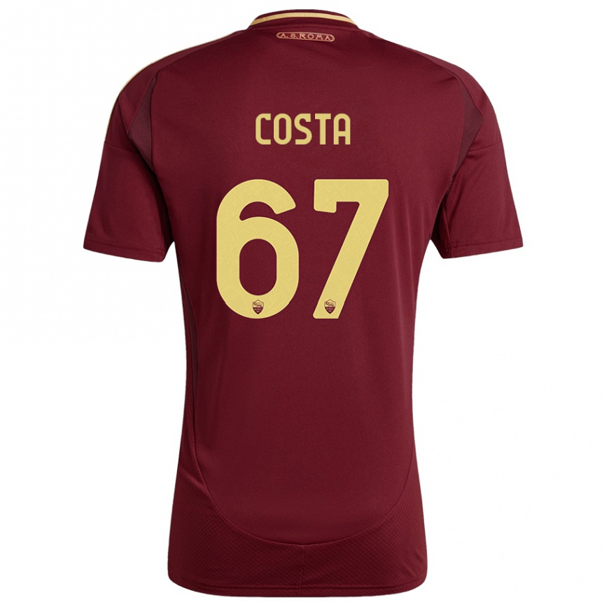 Niño Fútbol Camiseta João Costa #67 Rojo Marrón Dorado 1ª Equipación 2024/25 Argentina