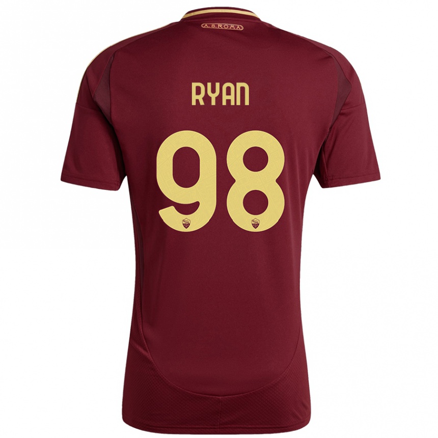 Niño Fútbol Camiseta Mathew Ryan #98 Rojo Marrón Dorado 1ª Equipación 2024/25 Argentina