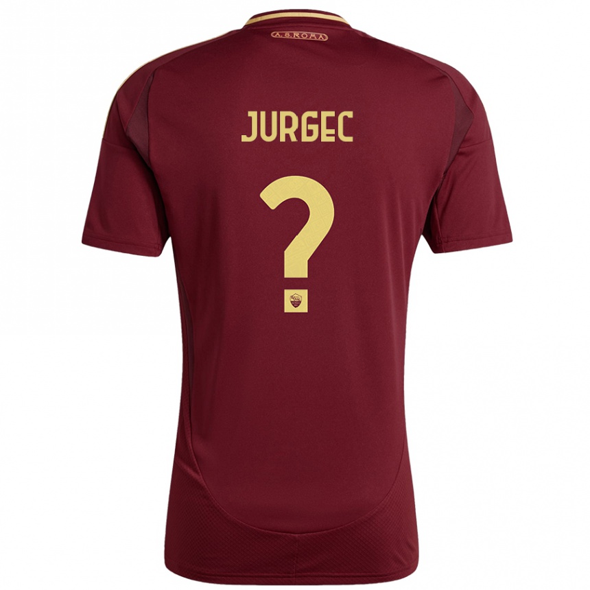 Niño Fútbol Camiseta Jan Jurgec #0 Rojo Marrón Dorado 1ª Equipación 2024/25 Argentina