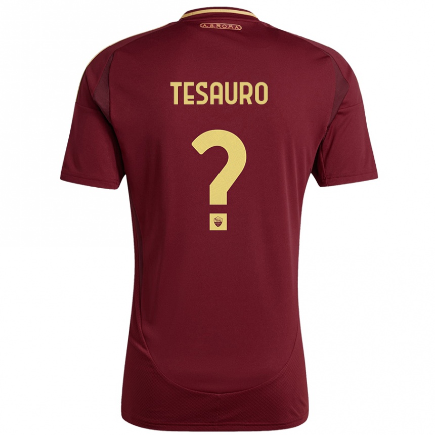 Niño Fútbol Camiseta Emanuele Tesauro #0 Rojo Marrón Dorado 1ª Equipación 2024/25 Argentina