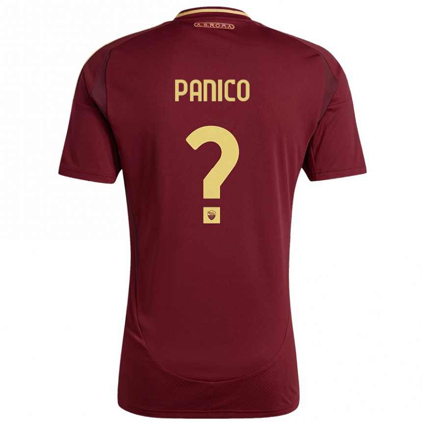 Niño Fútbol Camiseta Francesco Panico #0 Rojo Marrón Dorado 1ª Equipación 2024/25 Argentina