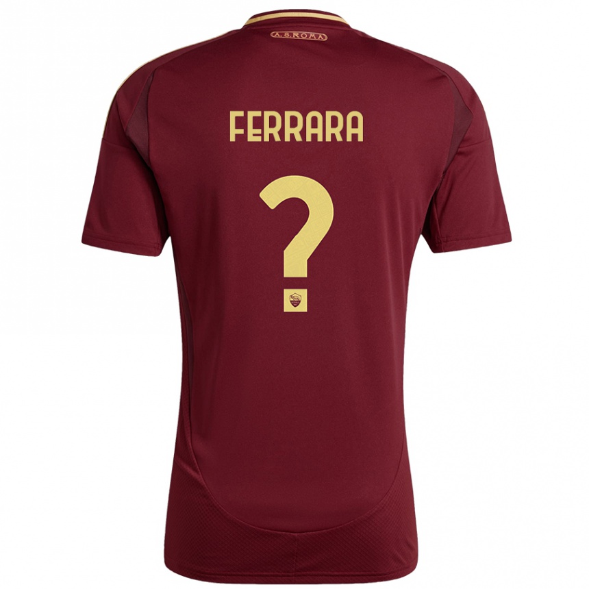 Niño Fútbol Camiseta Francesco Ferrara #0 Rojo Marrón Dorado 1ª Equipación 2024/25 Argentina