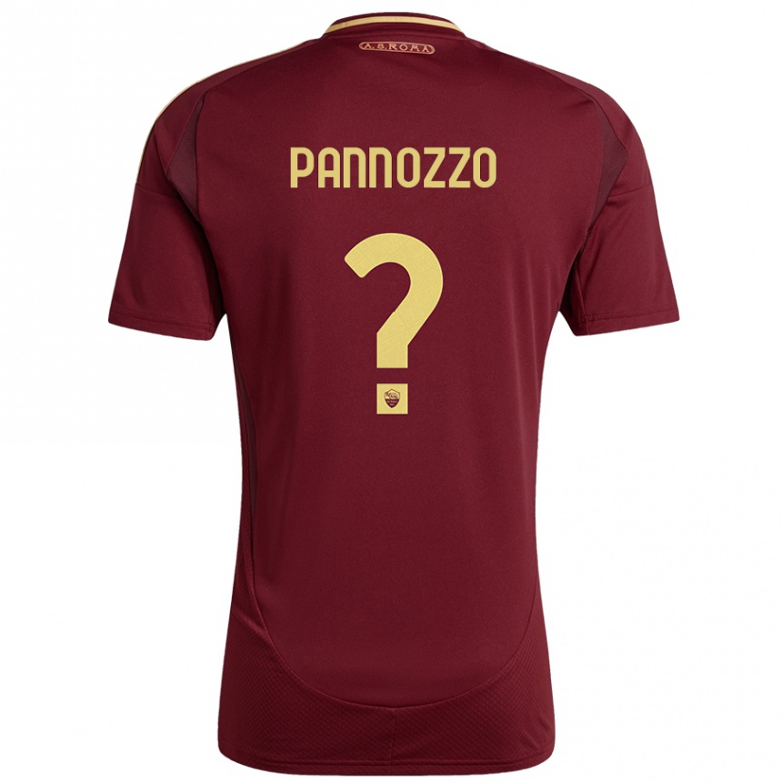 Niño Fútbol Camiseta Nicolò Pannozzo #0 Rojo Marrón Dorado 1ª Equipación 2024/25 Argentina