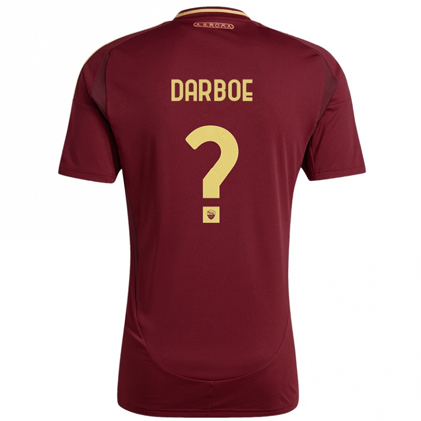 Niño Fútbol Camiseta Balagie Darboe #0 Rojo Marrón Dorado 1ª Equipación 2024/25 Argentina