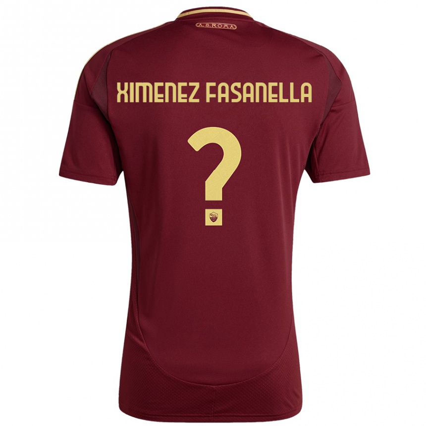 Niño Fútbol Camiseta Rafael Ximenez Fasanella #0 Rojo Marrón Dorado 1ª Equipación 2024/25 Argentina