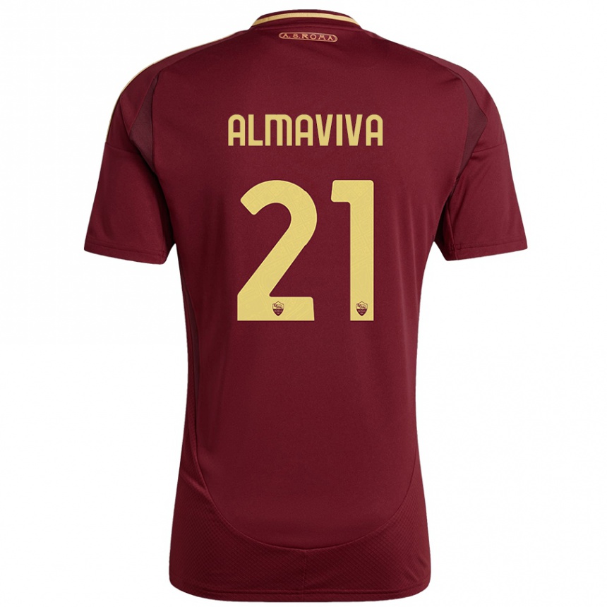 Niño Fútbol Camiseta Mattia Almaviva #21 Rojo Marrón Dorado 1ª Equipación 2024/25 Argentina