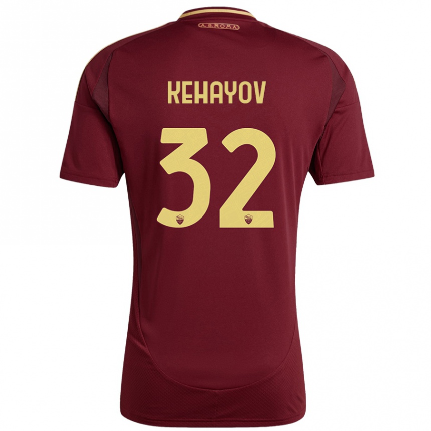 Niño Fútbol Camiseta Atanas Kehayov #32 Rojo Marrón Dorado 1ª Equipación 2024/25 Argentina