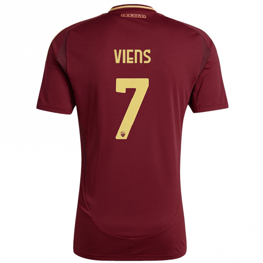 Niño Fútbol Camiseta Evelyne Viens #7 Rojo Marrón Dorado 1ª Equipación 2024/25 Argentina