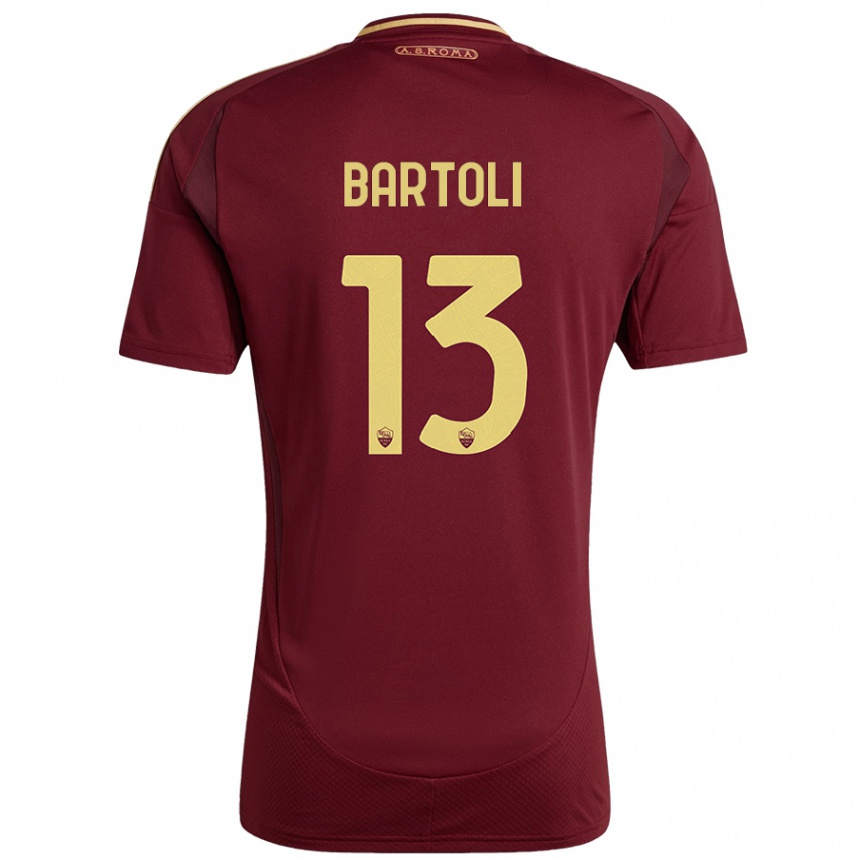 Niño Fútbol Camiseta Elisa Bartoli #13 Rojo Marrón Dorado 1ª Equipación 2024/25 Argentina