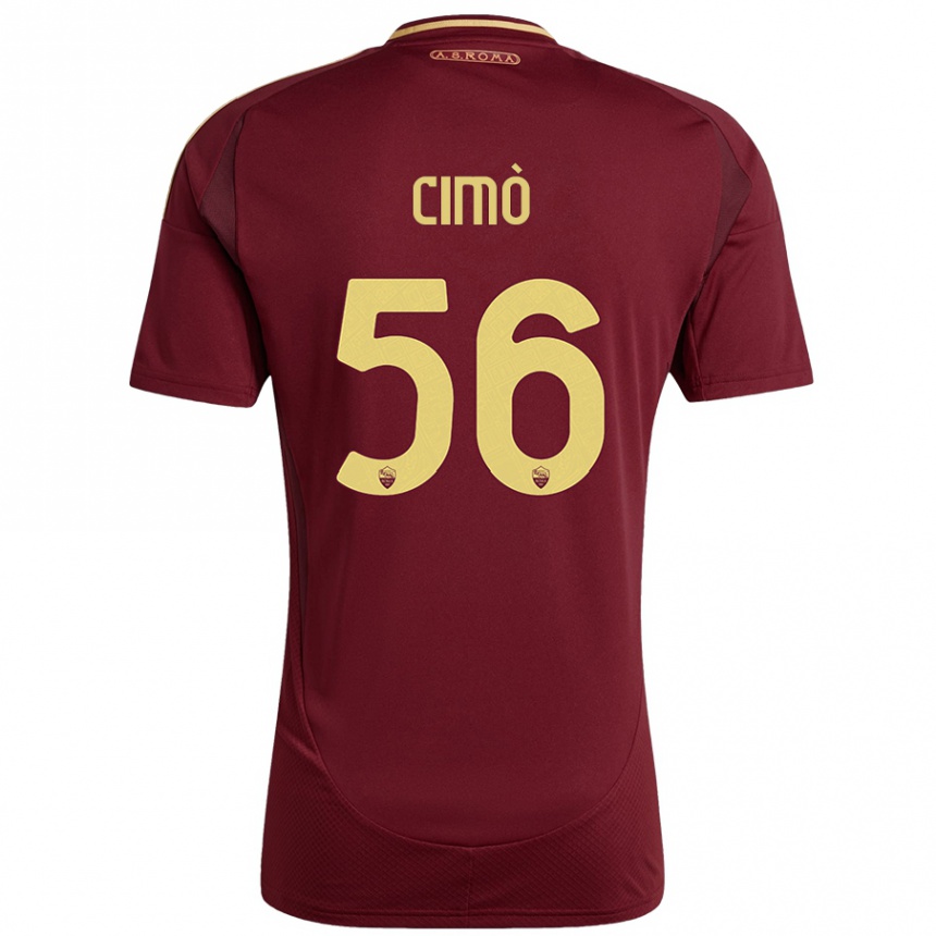 Niño Fútbol Camiseta Giada Cimò #56 Rojo Marrón Dorado 1ª Equipación 2024/25 Argentina