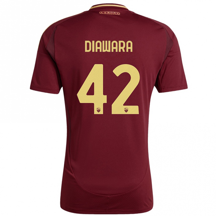 Niño Fútbol Camiseta Amadou Diawara #42 Rojo Marrón Dorado 1ª Equipación 2024/25 Argentina