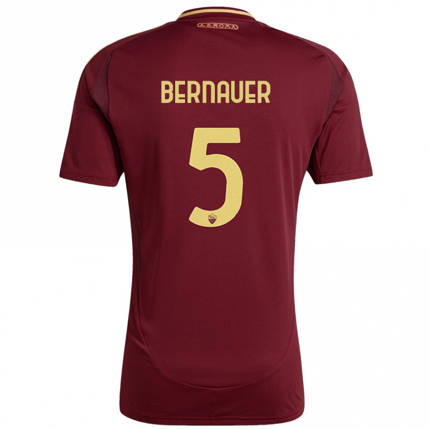 Niño Fútbol Camiseta Vanessa Bernauer #5 Rojo Marrón Dorado 1ª Equipación 2024/25 Argentina