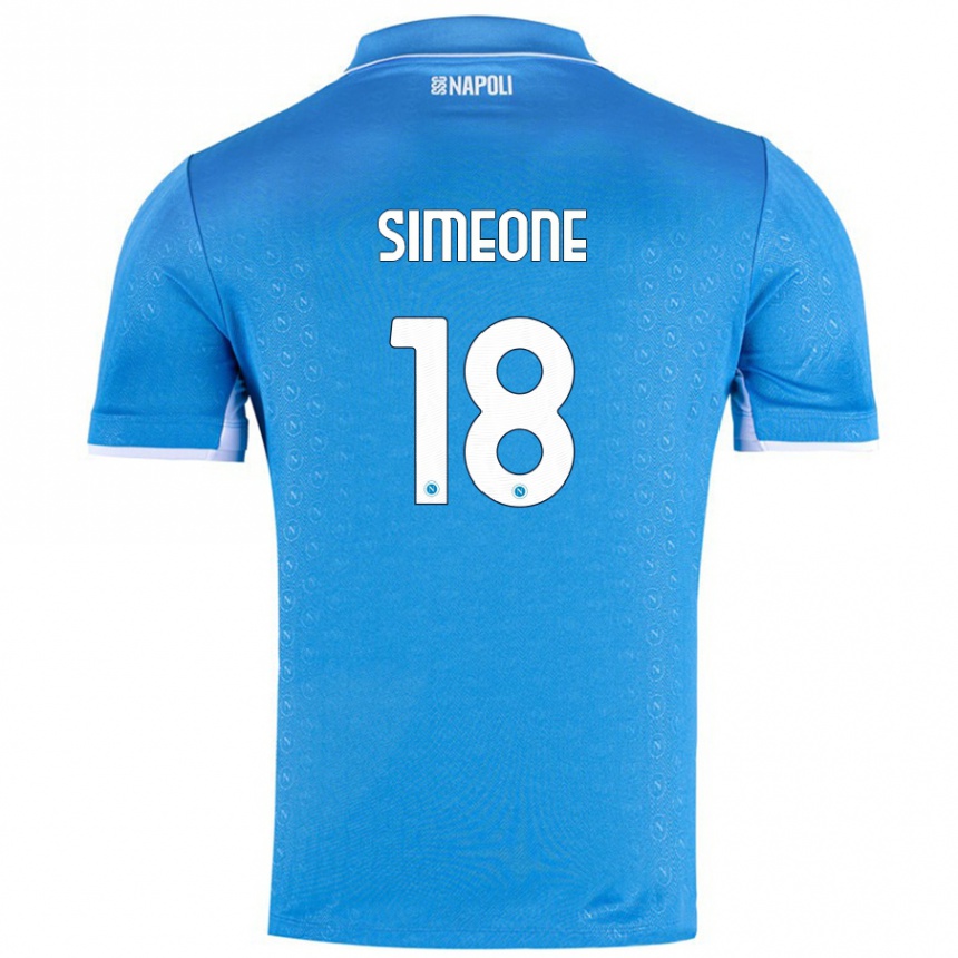 Niño Fútbol Camiseta Giovanni Simeone #18 Azul Cielo 1ª Equipación 2024/25 Argentina