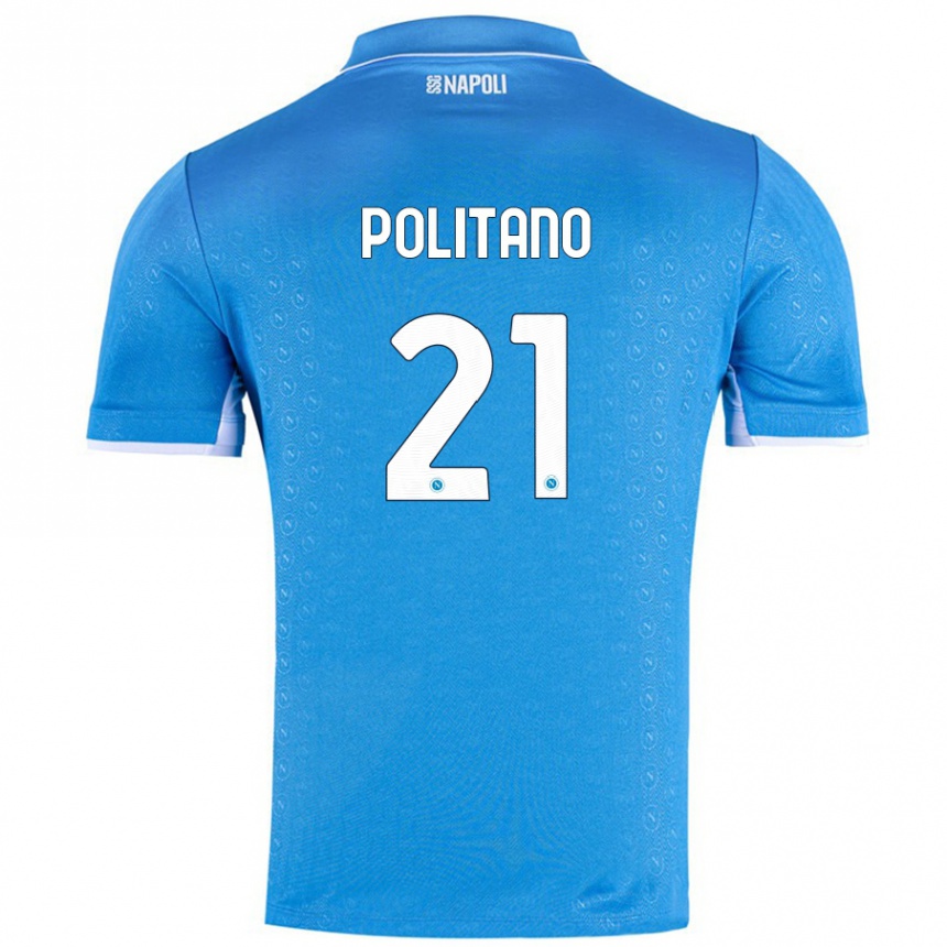 Niño Fútbol Camiseta Matteo Politano #21 Azul Cielo 1ª Equipación 2024/25 Argentina