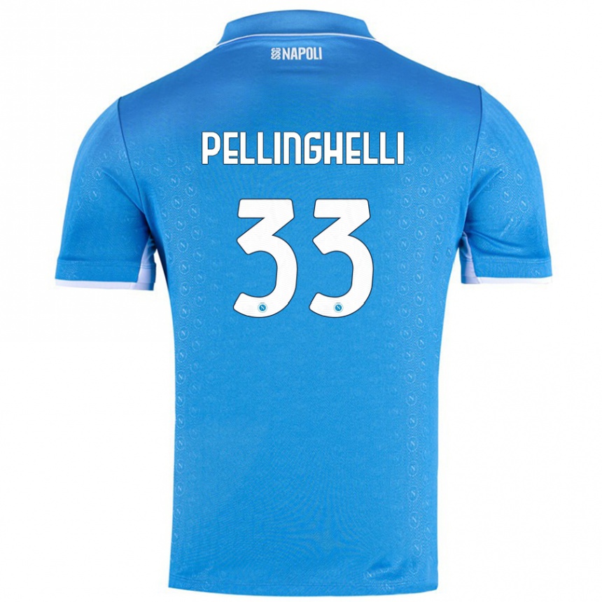 Niño Fútbol Camiseta Alice Pellinghelli #33 Azul Cielo 1ª Equipación 2024/25 Argentina