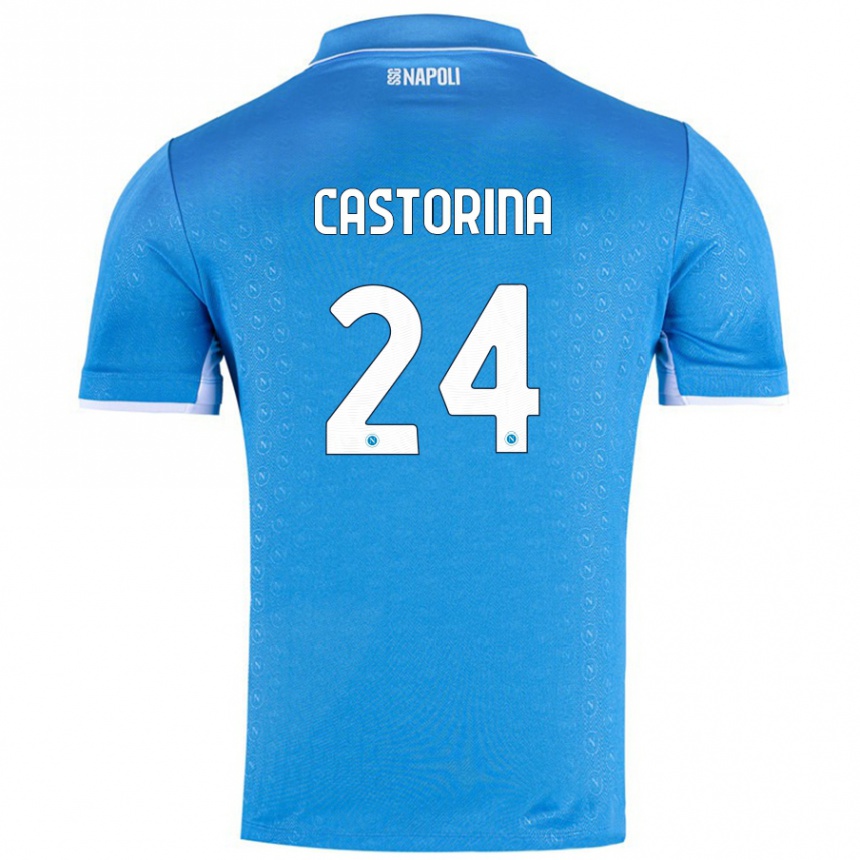 Niño Fútbol Camiseta Alessandro Castorina #24 Azul Cielo 1ª Equipación 2024/25 Argentina