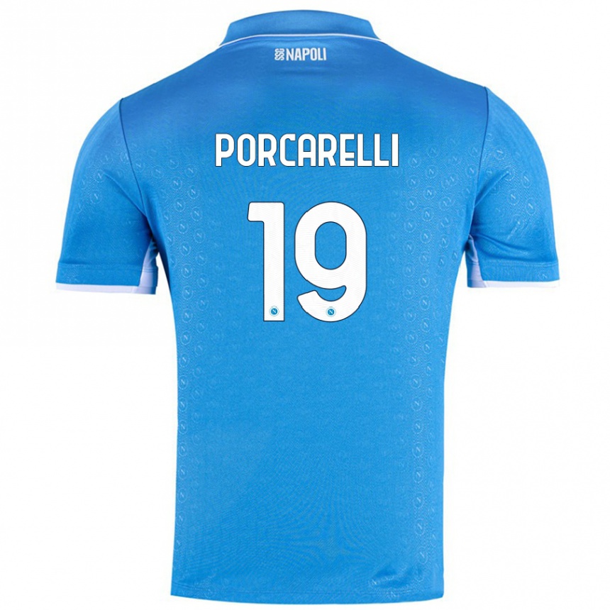 Niño Fútbol Camiseta Maddelena Porcarelli #19 Azul Cielo 1ª Equipación 2024/25 Argentina