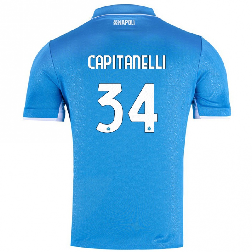 Niño Fútbol Camiseta Ilaria Capitanelli #34 Azul Cielo 1ª Equipación 2024/25 Argentina