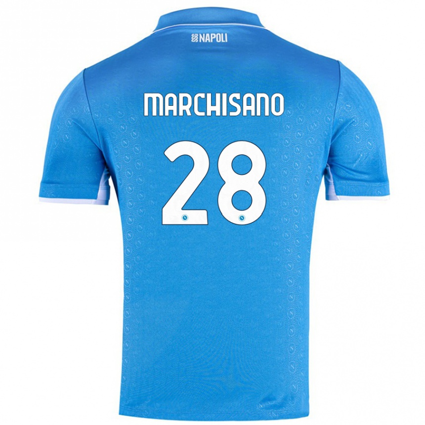 Niño Fútbol Camiseta Matteo Marchisano #28 Azul Cielo 1ª Equipación 2024/25 Argentina