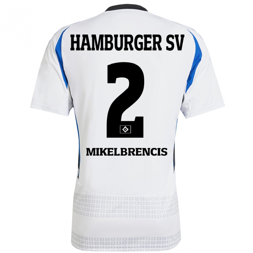 Niño Fútbol Camiseta William Mikelbrencis #2 Blanco Azul 1ª Equipación 2024/25 Argentina