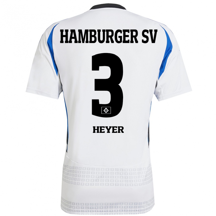 Niño Fútbol Camiseta Moritz Heyer #3 Blanco Azul 1ª Equipación 2024/25 Argentina