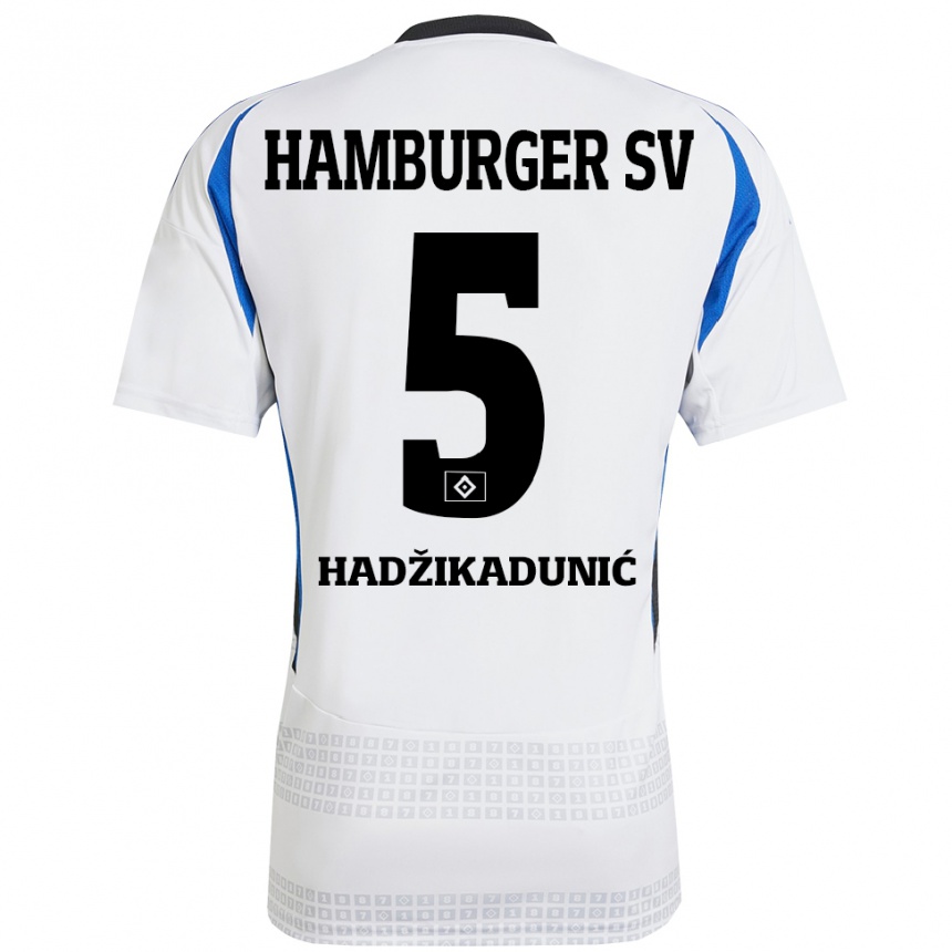 Niño Fútbol Camiseta Dennis Hadzikadunic #5 Blanco Azul 1ª Equipación 2024/25 Argentina