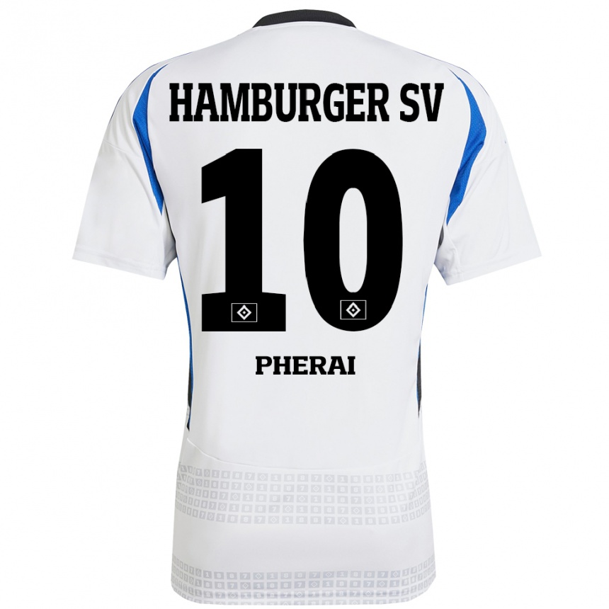 Niño Fútbol Camiseta Immanuel Pherai #10 Blanco Azul 1ª Equipación 2024/25 Argentina