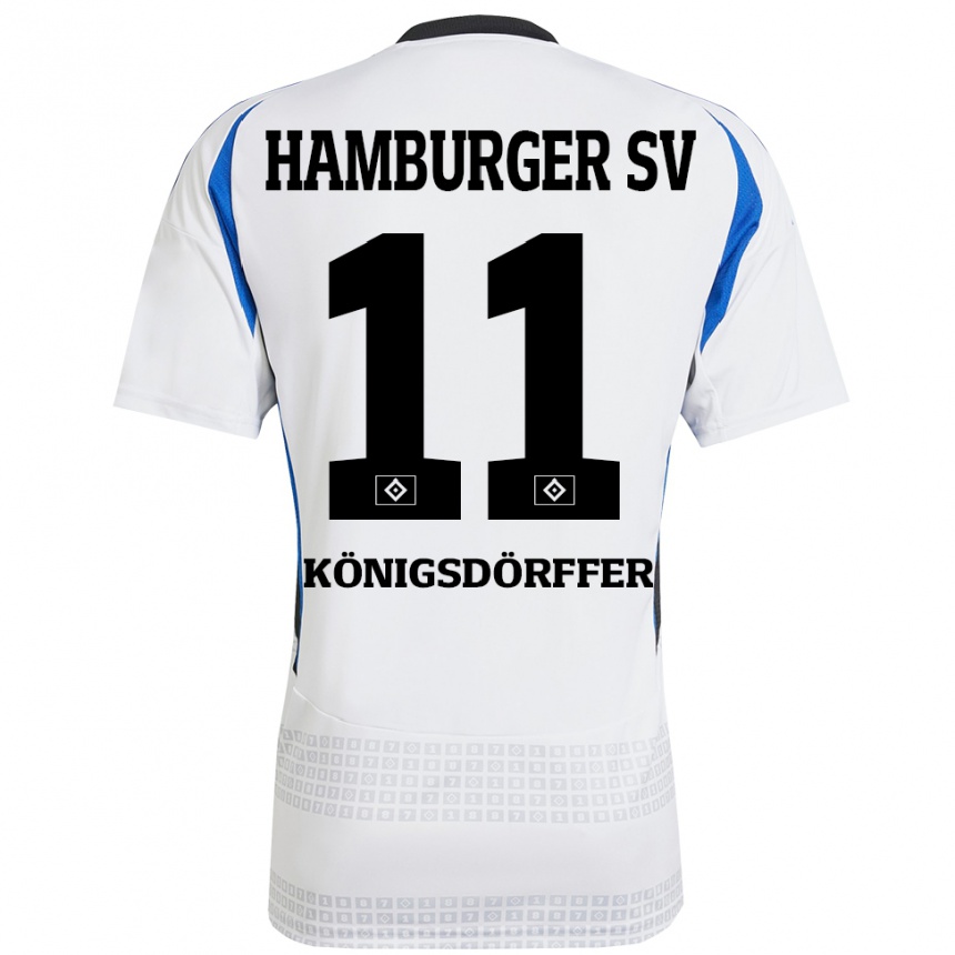 Niño Fútbol Camiseta Ransford Königsdörffer #11 Blanco Azul 1ª Equipación 2024/25 Argentina