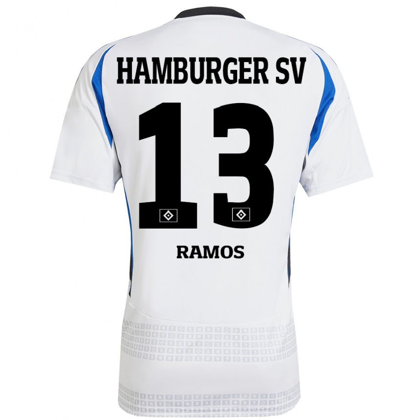 Niño Fútbol Camiseta Guilherme Ramos #13 Blanco Azul 1ª Equipación 2024/25 Argentina