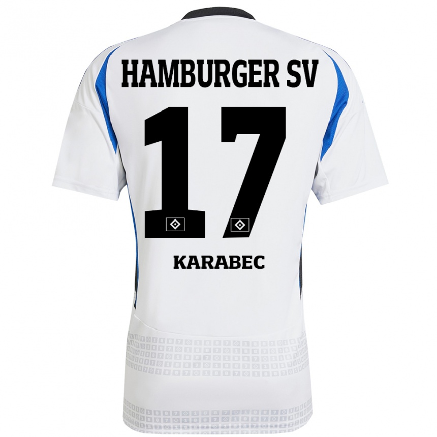 Niño Fútbol Camiseta Adam Karabec #17 Blanco Azul 1ª Equipación 2024/25 Argentina