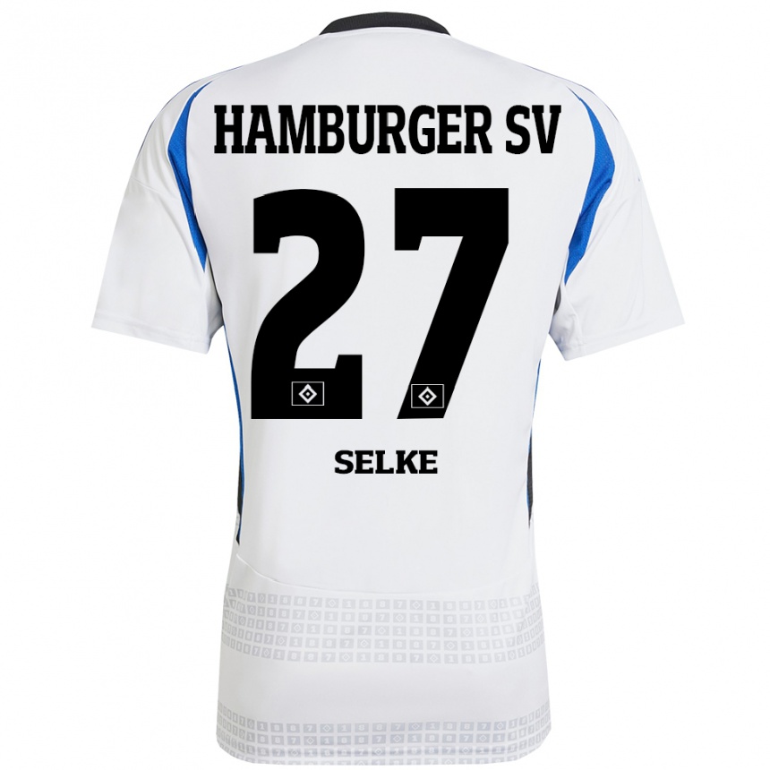 Niño Fútbol Camiseta Davie Selke #27 Blanco Azul 1ª Equipación 2024/25 Argentina