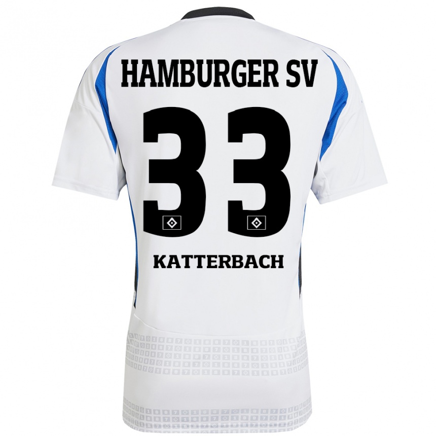 Niño Fútbol Camiseta Noah Katterbach #33 Blanco Azul 1ª Equipación 2024/25 Argentina