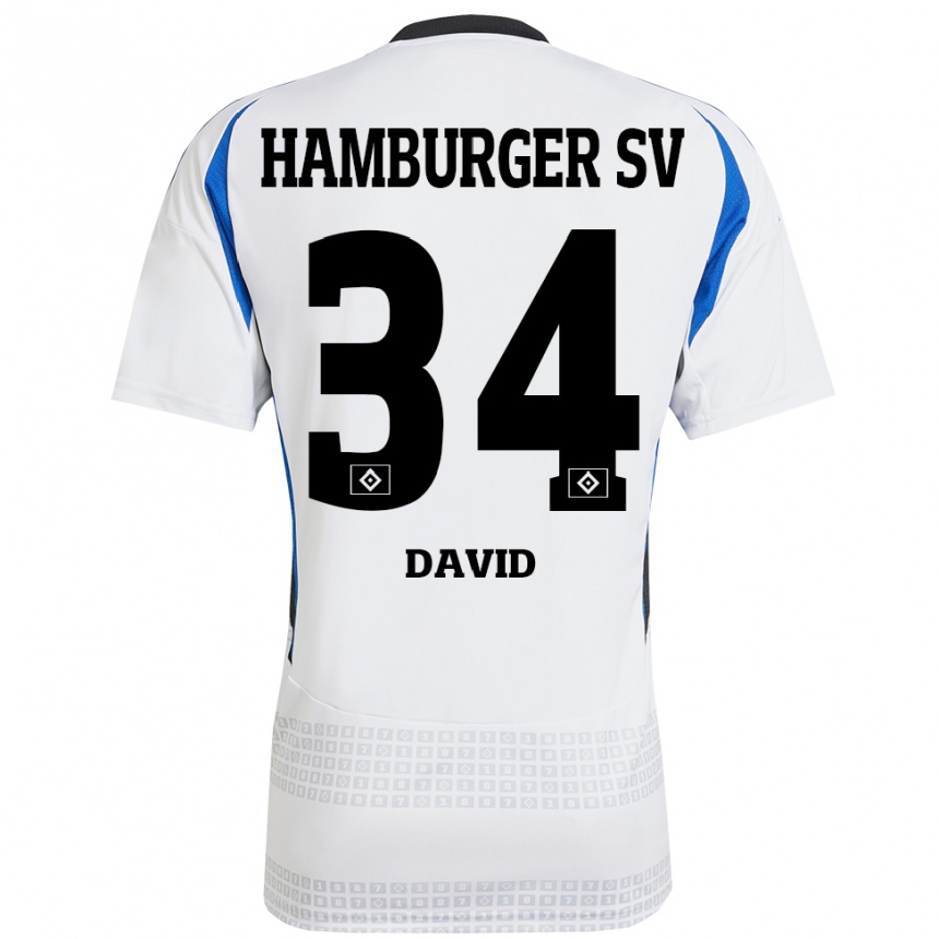 Niño Fútbol Camiseta Jonas David #34 Blanco Azul 1ª Equipación 2024/25 Argentina