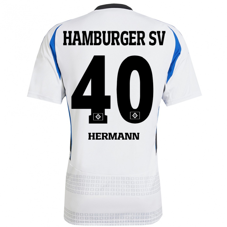 Niño Fútbol Camiseta Hannes Hermann #40 Blanco Azul 1ª Equipación 2024/25 Argentina