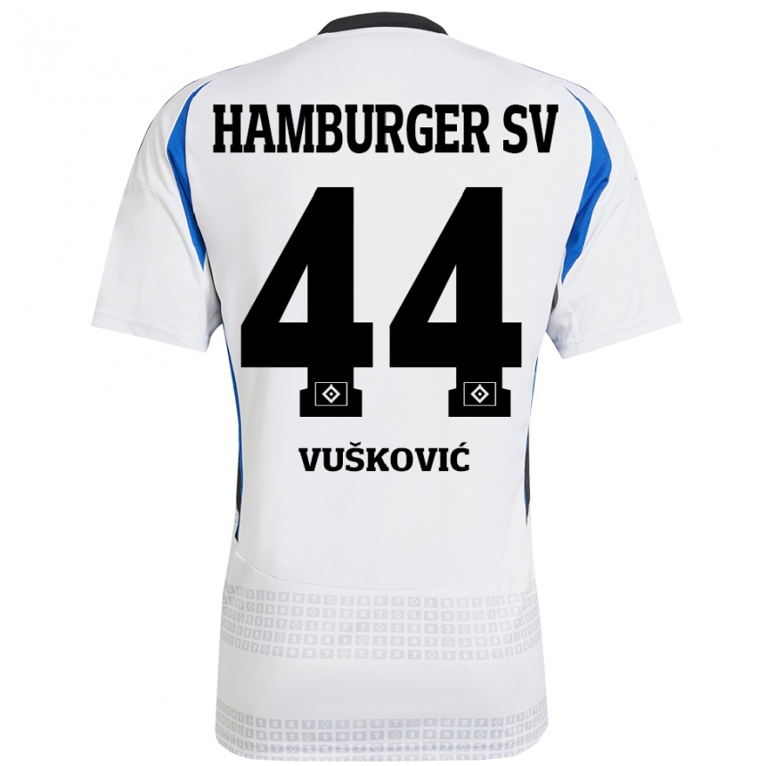 Niño Fútbol Camiseta Mario Vuskovic #44 Blanco Azul 1ª Equipación 2024/25 Argentina