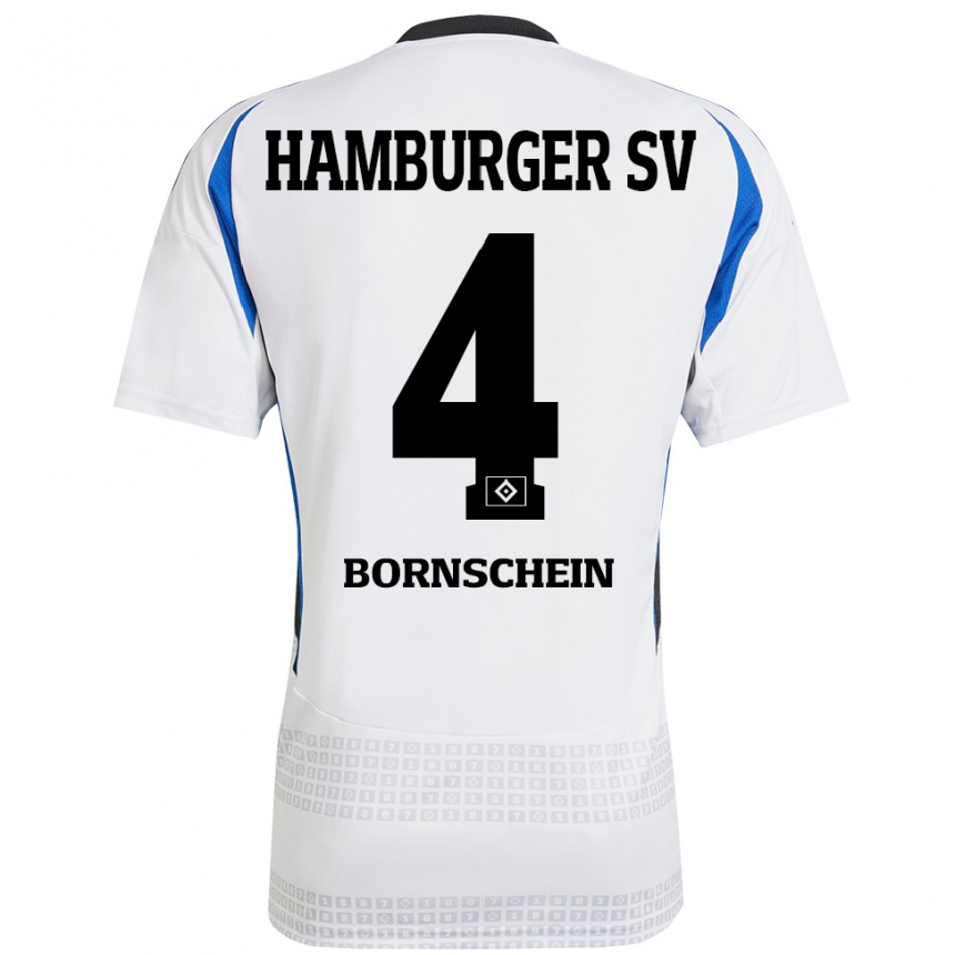 Niño Fútbol Camiseta Lukas Bornschein #4 Blanco Azul 1ª Equipación 2024/25 Argentina