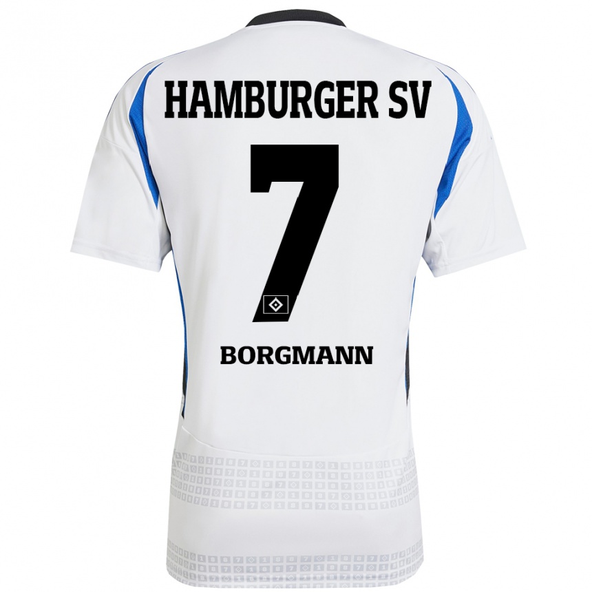 Niño Fútbol Camiseta Marcus Borgmann #7 Blanco Azul 1ª Equipación 2024/25 Argentina