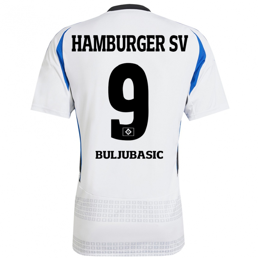 Niño Fútbol Camiseta Amer Buljubasic #9 Blanco Azul 1ª Equipación 2024/25 Argentina