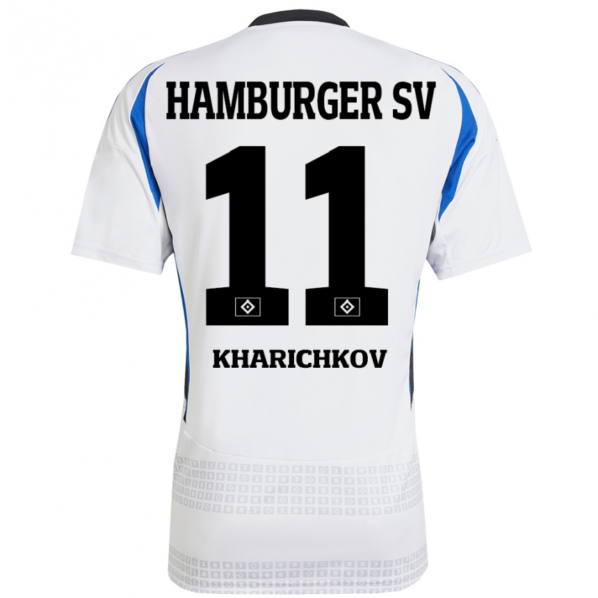 Niño Fútbol Camiseta Valentyn Kharichkov #11 Blanco Azul 1ª Equipación 2024/25 Argentina