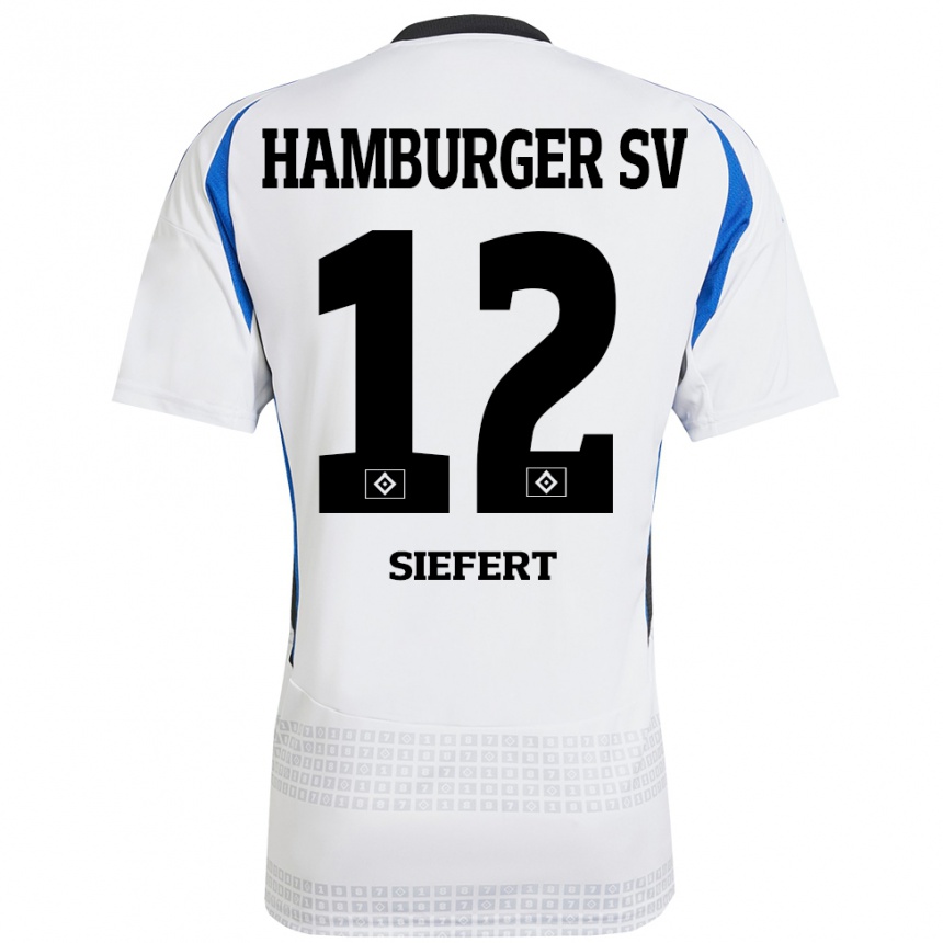 Niño Fútbol Camiseta Louis Siefert #12 Blanco Azul 1ª Equipación 2024/25 Argentina