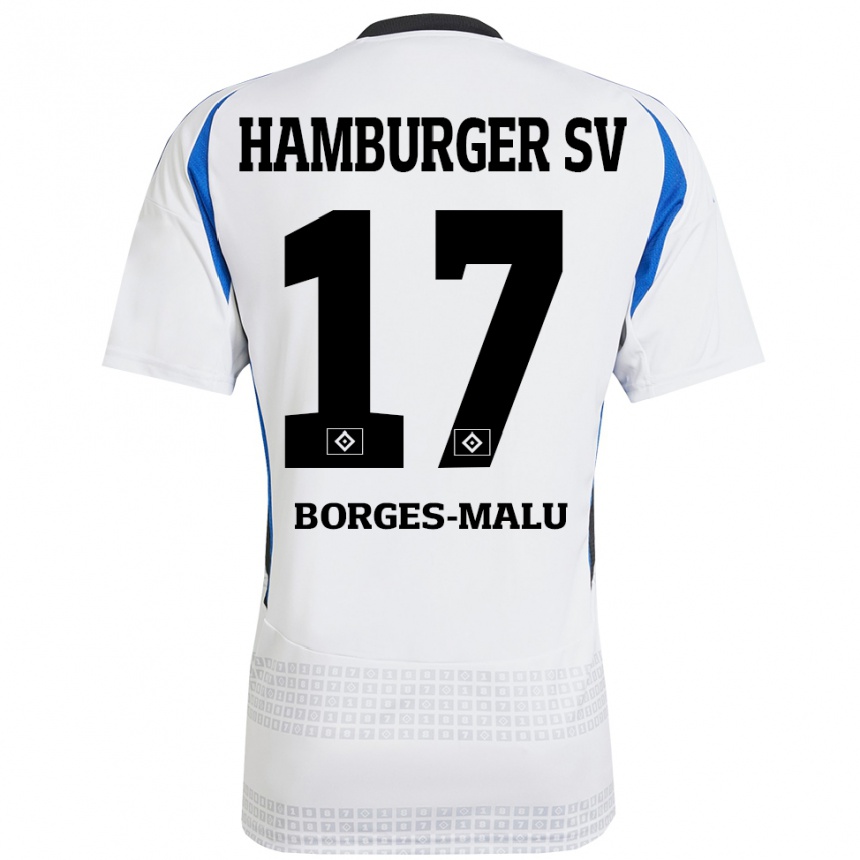 Niño Fútbol Camiseta Louis Borges-Malu #17 Blanco Azul 1ª Equipación 2024/25 Argentina