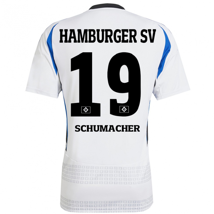 Niño Fútbol Camiseta Lukas Schumacher #19 Blanco Azul 1ª Equipación 2024/25 Argentina