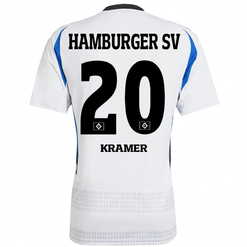 Niño Fútbol Camiseta Timon Kramer #20 Blanco Azul 1ª Equipación 2024/25 Argentina