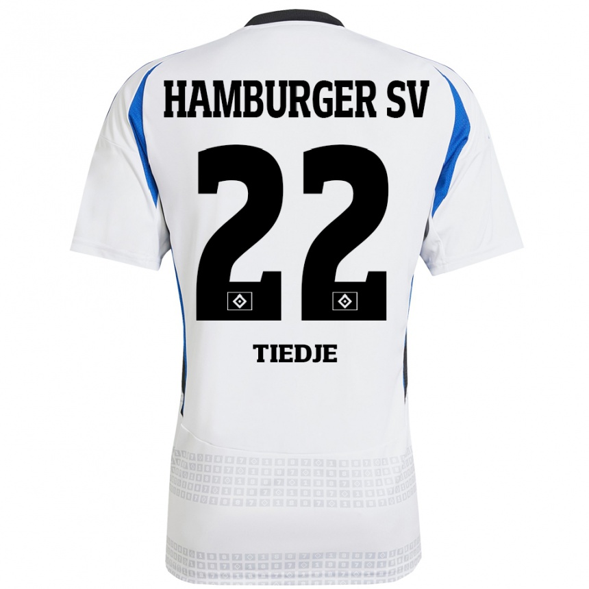 Niño Fútbol Camiseta Patrick Tiedje #22 Blanco Azul 1ª Equipación 2024/25 Argentina