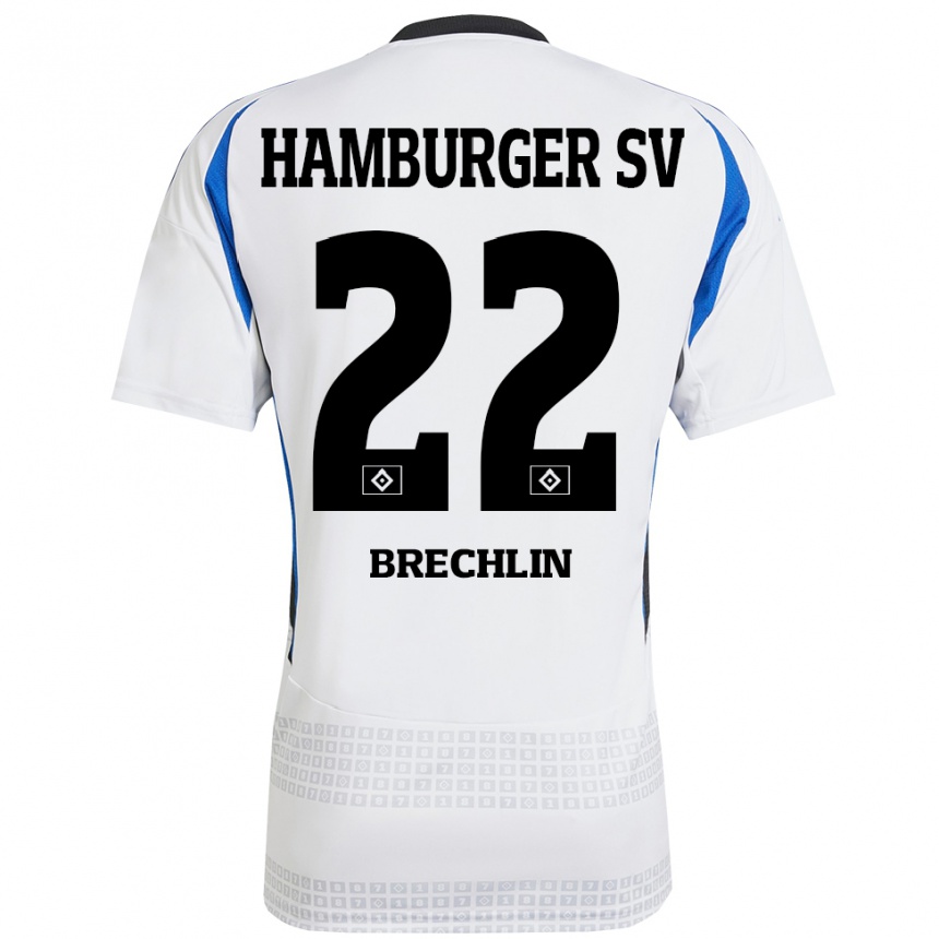 Niño Fútbol Camiseta Bjarne Brechlin #22 Blanco Azul 1ª Equipación 2024/25 Argentina