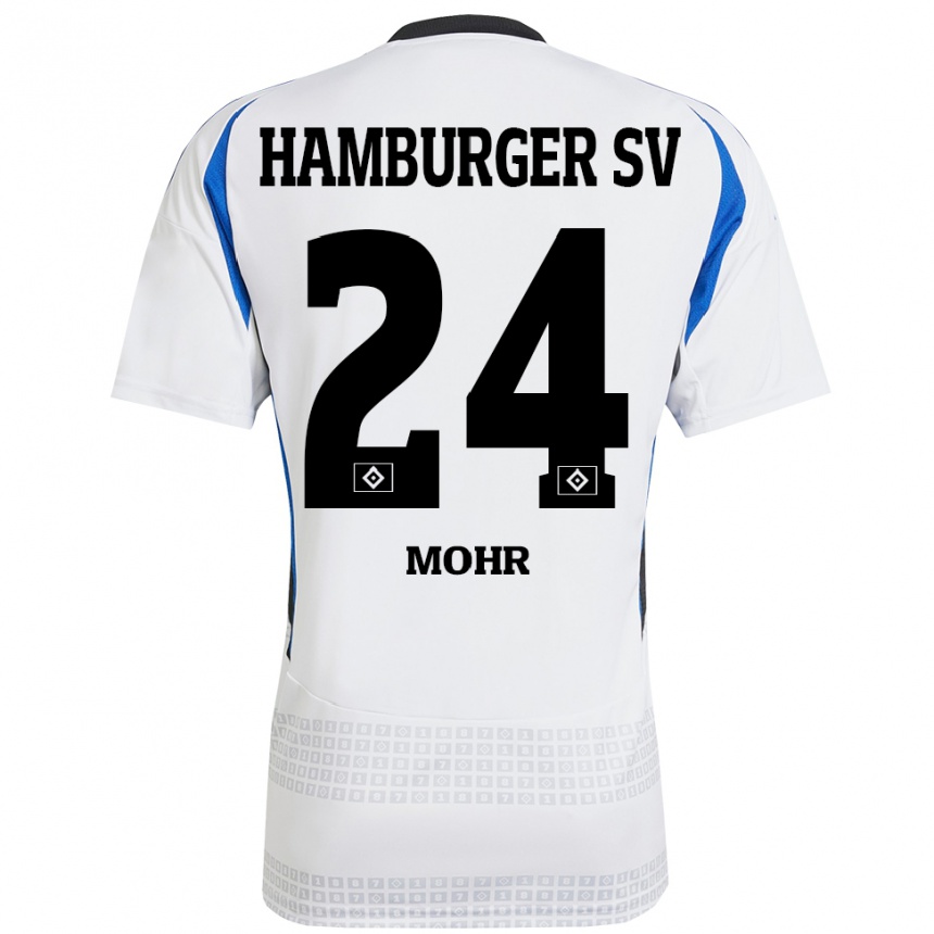 Niño Fútbol Camiseta Jannik Mohr #24 Blanco Azul 1ª Equipación 2024/25 Argentina