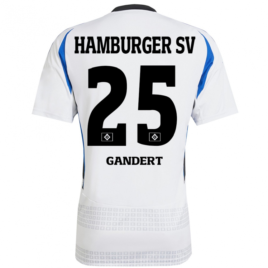 Niño Fútbol Camiseta Jeremy Gandert #25 Blanco Azul 1ª Equipación 2024/25 Argentina