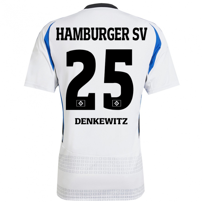 Niño Fútbol Camiseta Nick Denkewitz #25 Blanco Azul 1ª Equipación 2024/25 Argentina